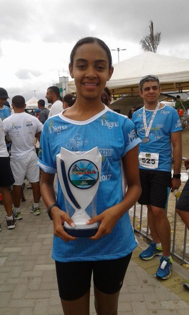 Geane Gomes Barbosa,16,primeiro lugar na modalidade 5km.